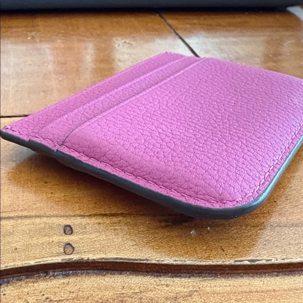 Tory Burch pink fuchsia plumberry ELEANOR PEBBLED CARD CASE EUC
